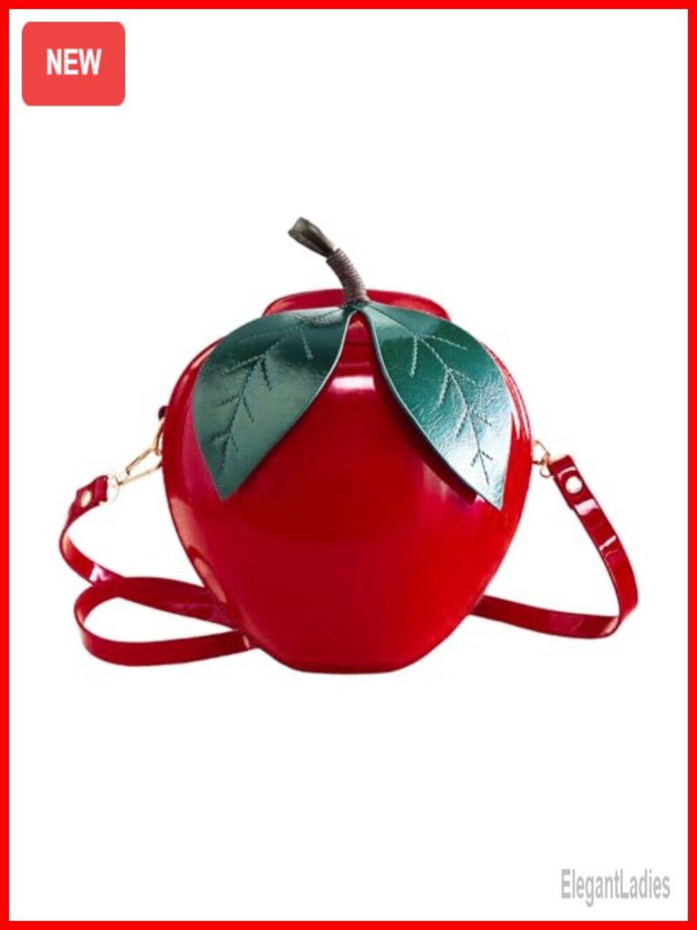 PU Leather Apple Shape Crossbody Shoulder Bag Adjustable Strap